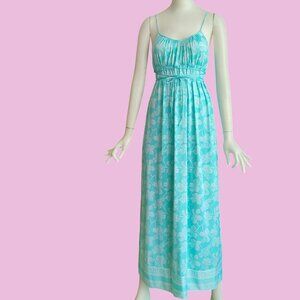 Vtg 70s Donald Brooks Maidenform Empire Waist Lounge Antron Nylon Slip Dress S